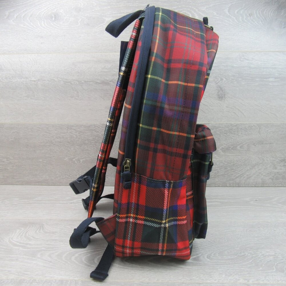 Polo Ralph Lauren Polo Bear Red Navy Plaid Check Backpack School Travel - Picture 7 of 16